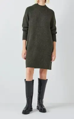 Buy John Lewis Jumper Dress Size UK 12 M AND/OR Molly Knit Wool Blend - Khaki • 48£