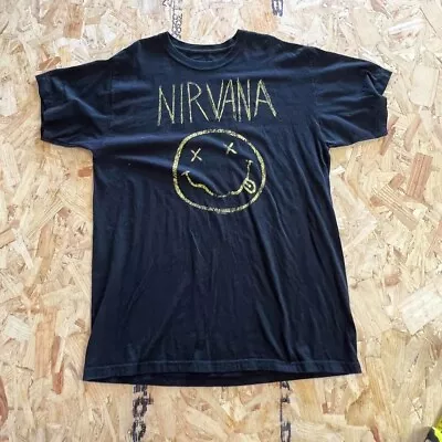 Buy Nirvana T Shirt Large L Black Mens Graphic Band Music • 12.99£