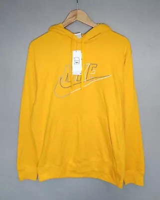 Buy Nike Club Fleece French Terry Pullover Hoodie Medium M Men's Yellow Sample • 44.99£