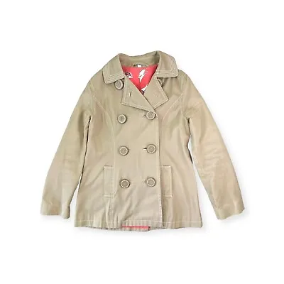 Buy Boden Peacoat Jacket Womens Khaki Double Breasted Large Button Trenchcoat UK 12 • 15.97£