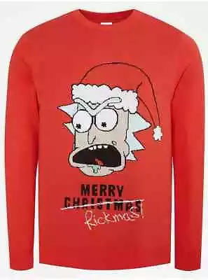 Buy George Rick & Morty Christmas Red Cotton Jumper Size Xl Bnwt • 20£