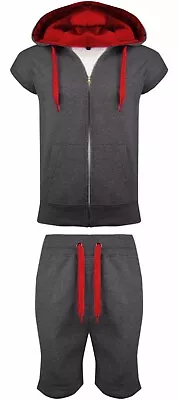 Buy Mens Boys Gilet Full Tracksuit Sleeveless Hoodie Shorts Gym Sweatshirt Size S-XL • 7.95£