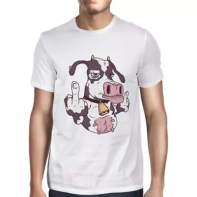 Buy 1Tee Mens Cow Giving Middle Finger  T-Shirt • 7.99£