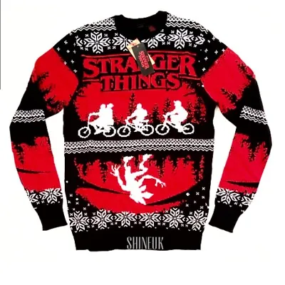 Buy Netflix Stranger Things Men's Christmas Knitted Novelty Jumper Festive Primark  • 26.99£