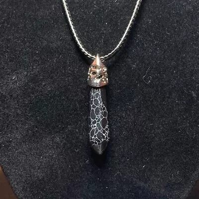 Buy Handmade Black Howlite Stone Necklace Gothic Gift Jewellery Fashion Accessory • 4.50£