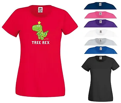 Buy Christmas Tree Rex T Shirt Funny T Rex Dinosaur Lights Xmas Gift Women Tee Top • 11.99£