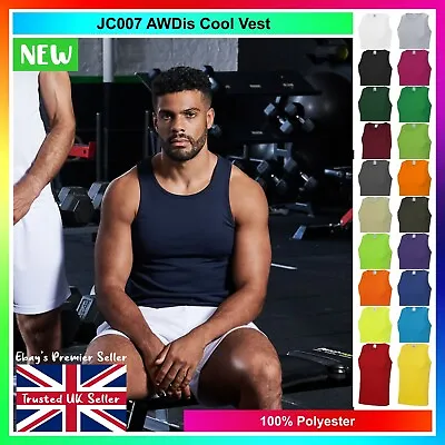 Buy AWDis Cool VEST T-Shirt - 100% Polyester Training Shirt Top - FREE DELIVERY • 6.95£
