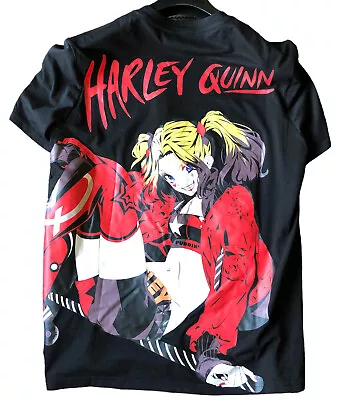 Buy Harley Quinn Black Cotton T-Shirt Size Large Round Neck - Big Back Graphic ROMWE • 17.99£