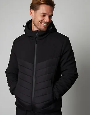 Buy Mens Threadbare  Zipped Hooded Puffer Jacket Lightweight Padded Car Coat • 39.99£