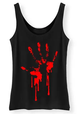 Buy Bloody Hand Print Tank Top Ladies Womens Zombie Horror Blood Goth Rock Punk Vest • 11.95£
