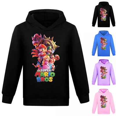 Buy Kid Child Super Mario Hoodies Boys Girls Sweatshirt Sweater Shirt Pullover Tops • 7.79£
