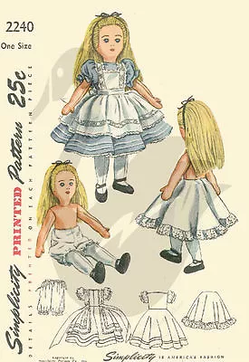Buy Vintage 1947 Alice In Wonderland Doll & Clothes Sewing Pattern • 5.99£