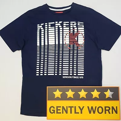 Buy Kickers Mens T Shirt Tee LARGE Blue Short Sleeve Crew Neck Regular Logo Cotton • 12.99£