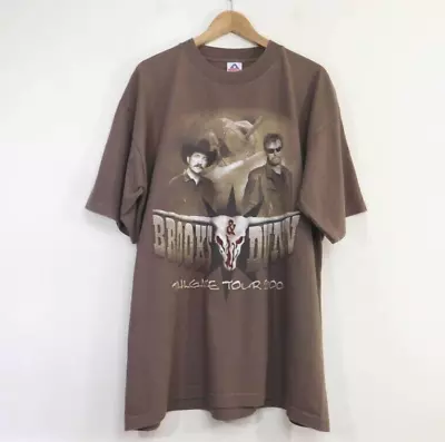 Buy Vintage Band T-shirt Brooks & Dunn Tailgate Tour Size XL Brown Printed Design • 3.99£