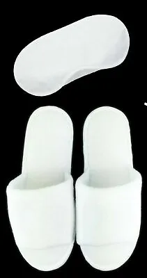 Buy White Spa Open Toe Slippers With Sleep Mask Hotel Wedding Dance Sleepover Party • 3.99£