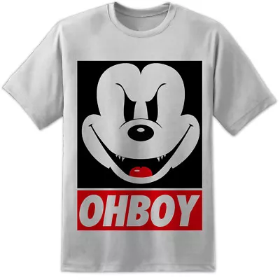 Buy Mickey Mouse OHBOY / OBEY Style T Shirt Evil Disney Minnie They Live S-3XL GREY • 19.99£