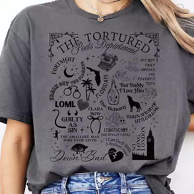 Buy Tortured Poets TTPD Merch Department Grey Tee Swift Swiftie Taylor Shirt GREY • 20.27£