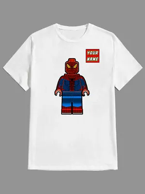 Buy Personalised Spiderman Batman Thor Or Ninjago Lego Birthday Kids White T Shirt • 12.99£