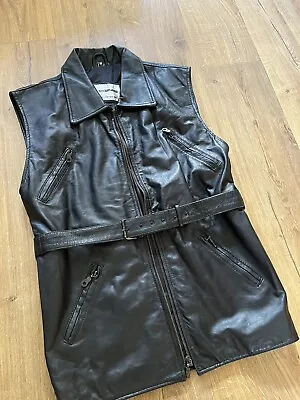 Buy Sheepland Exclusive Leather Wear Black Sleevless Jacket Gilet Belted M, Medium • 19.95£