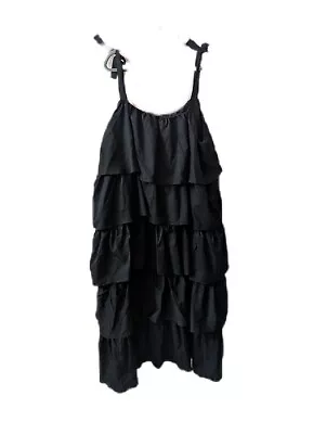 Buy NWT BOOHOO Black Layered Tiered Ruffle Maxi Sleeveless Dress Size 18 Goth Spring • 18.90£