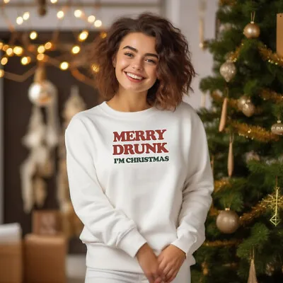 Buy Merry Drunk I'm Christmas Funny Sweatshirt Jumper Xmas Gift Drinker Present Joke • 16.99£