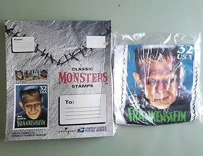 Buy Monsters Postage Stamp T-Shirt - Boris Karloff Frankenstein Youth L/XL - Vintage • 15.79£
