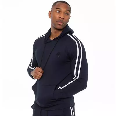 Buy Enzo Mens Pullover Hoodie Fleece Hoody Sweatshirt Striped Hooded Jumper Top • 14.99£