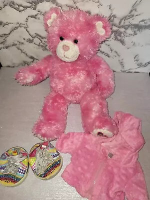 Buy Build A Bear Pink Teddy Bear With Hearts With Jacket And Shoes (Read Decription) • 7.50£