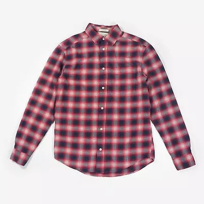 Buy H&M Check Shirt Brushed Cotton Flannel Plaid Long Sleeve Red Navy Cream Men's S • 6£