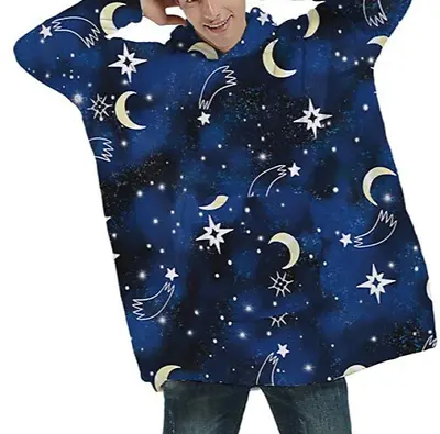 Buy Hoodzie Adult Unisex Oversize Sherpa Fleece Hoodie Stars And Moons • 28.99£