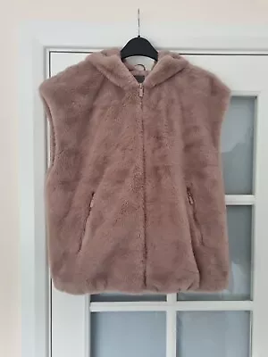 Buy Primark Ladies Faux Fur Brown Gilet With Hood Lined - Size - Small  • 2.49£
