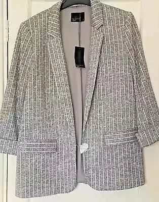 Buy Papaya Smart Ladies Light Grey Pinstripe Dress Jacket Size 12 - 3/4 Sleeves TAGS • 16.99£