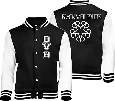 Buy Official BLACK VEIL BRIDES White Logo Black Top BVB American Rock Varsity Jacket • 31£