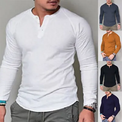 Buy Mens T Shirts Burton Long Sleeve Crew Round Neck Casual Tees Plain Top Cotton • 7.99£