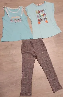Buy Girls 5-6 Years Clothes Bundle H&M Girls Trousers Checkered & 2x T-shirts Girls  • 1.99£