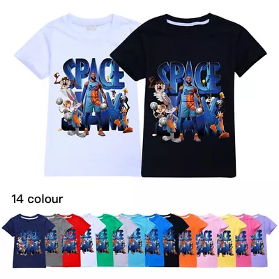 Buy Boys Girls SPACE JAM 2 100% Cotton Summer Casual Short Sleeve T-shirt Tops Gift • 9.78£