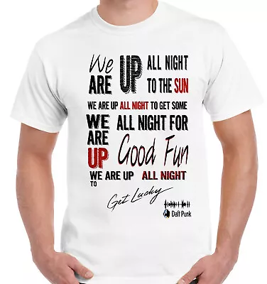 Buy Get Lucky Lyrics T-Shirt Inspired Mens Women Kids Song Music Gift T Shirts • 8.03£
