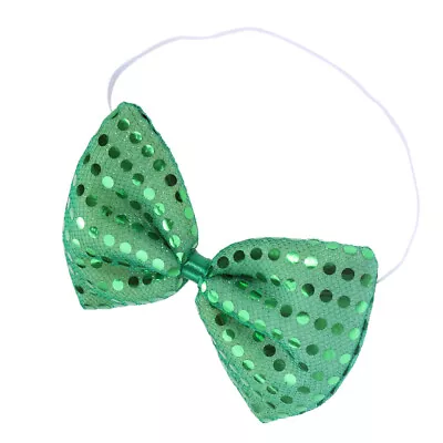 Buy St. Patricks Day Green Glitter Sequins Bow Tie Men Party Favor • 6.68£