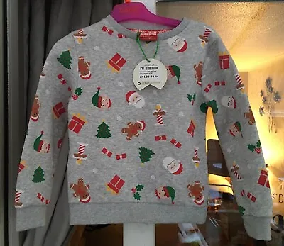 Buy 4 - 5 Years Christmas Jumper Star Grey Multi, (on The Small Side For 5-6) BNWT • 6.50£