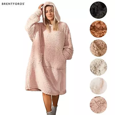 Buy Brentfords Extra Long Blanket Hoodie Oversized Teddy Fleece Sweatshirt Adult NEW • 16.99£