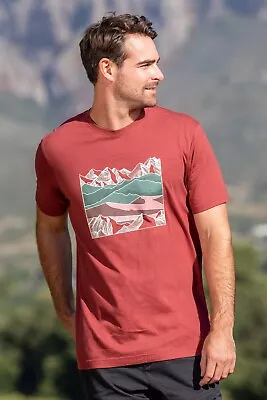 Buy Mountain Warehouse Men's T-Shirt Linear Mountain Print Lightweight Organic Top • 16.99£