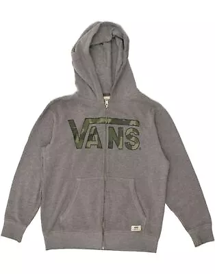 Buy VANS Boys Graphic Zip Hoodie Sweater 10-11 Years Medium Grey Cotton BC26 • 17.30£