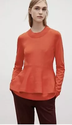 Buy COS Top EUR Small Double Layered Peplum Long Sleeve Vibrant Orange / Red • 18.99£