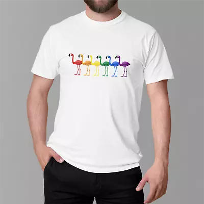 Buy Gay Pride T Shirt Men - Flamingos LGBT T-Shirts Rainbow Gay LGBT Printed T Shirt • 8.99£