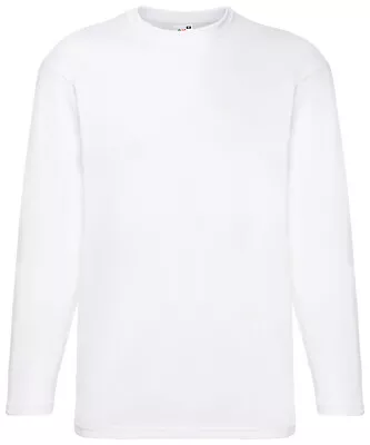 Buy Long Sleeve T Shirt 100% Cotton Plain Tee Mens T-Shirt Top Fruit Of The Loom • 7.49£