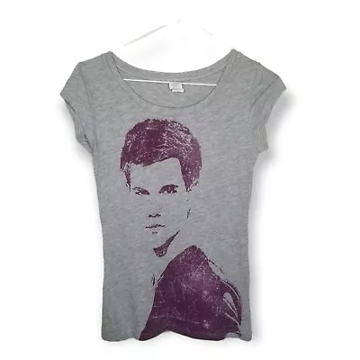 Buy Vintage Y2K Team Jacob Taylor Lautner Twilight Baby Doll Tee Gray Purple S • 23.62£
