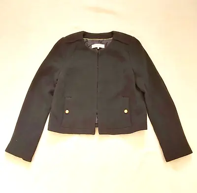 Buy Gerard Darel Short Black Jacket Long Sleeves Round Neck Collarless Size 40 UK 12 • 19.99£