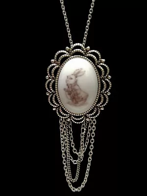 Buy Disney Couture Alice In Wonderland White Rabbit Pendant Silver Tone Necklace • 29.74£