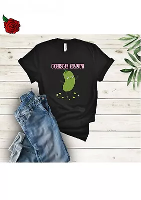 Buy Pickle Slut Fun  Adult Statement Crew Neck T-Shirt, • 14.99£