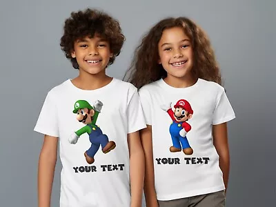 Buy Personalized Super Mario Luigi Kids T-Shirt, Birthday Gifts  Tee Top • 10.99£